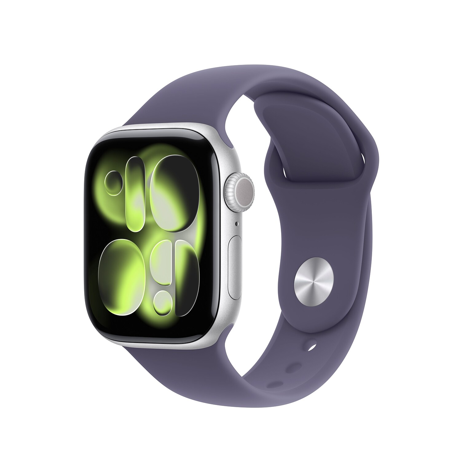 Apple Watch Series 11 GPS Smartwatch, 42mm, Silver Aluminum Case with Purple Fog Sport Band, Small/Medium (MEU64LW/A)