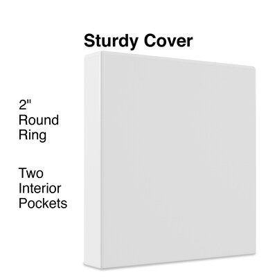 2" Simply™ View Binder with Round Rings, White, 12/Pack