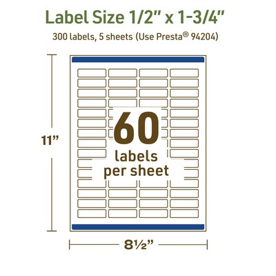 Avery Dissolvable Rectangle Multipurpose Labels, 0.5" x 1.75", Off-white, 300/Pack (94204)