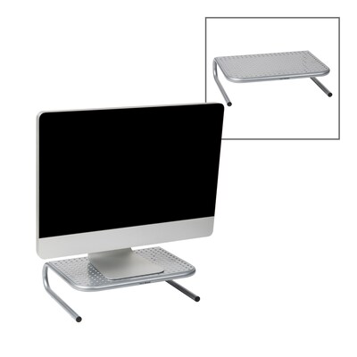 Mind Reader Ventilated Desktop Organizer Monitor Stand, Silver, 2/Pack (2METMONST-SIL)