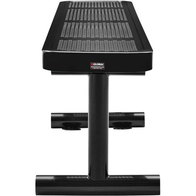 Global Industrial 6' Outdoor Steel Flat Bench, Perforated Metal, Black (262075BK)