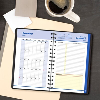 2027 AT-A-GLANCE QuickNotes 5" x 8" Daily & Monthly Appointment Book, Faux Leather Cover, Black (76-04-05-27)