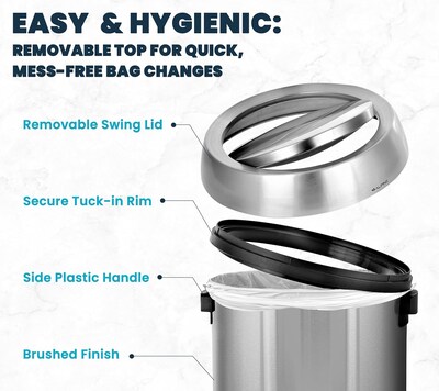 Alpine Industries Three-Stream Trash/Compost/Recycling Station, 51-Gallon, Stainless Steel (ALP470-65L-1-R-T-CO)