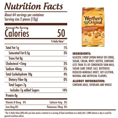 Werther's Original Creamy Caramel Filled Hard Candy, 27 oz., 128 Pieces (SUL46044)