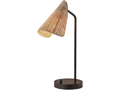 Adesso Cove Incandescent Desk Lamp, 20.25, Natural Rattan/Matte Black (5112-01)