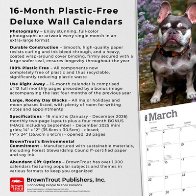2026 BrownTrout For the Love of French Bulldogs 14" x 12" Monthly Wall Calendar (9798330707201)