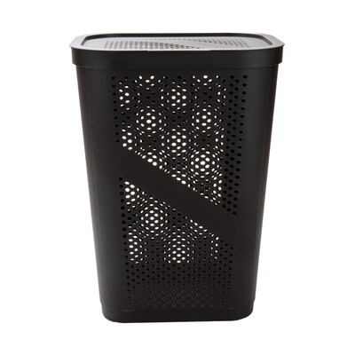 Mind Reader 15.85-Gallon Slim Laundry Hamper with Lid, Plastic, Brown (HBIN60-BRN)