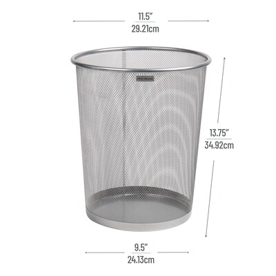 Mind Reader Metal Mesh Trash Can Without Lid, 4.4 Gallon, Silver, 2/Pack (2CIRGA-SIL)