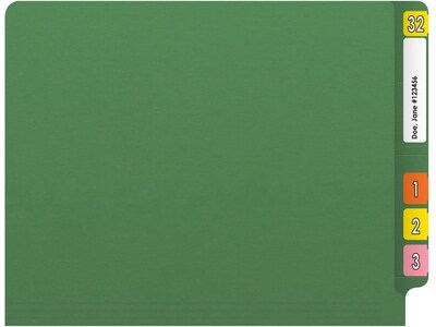 Medical Arts Press Reinforced End Tab File Folder, Straight Cut, Letter-Size, Green, 50/Box (S-01602-GRN)
