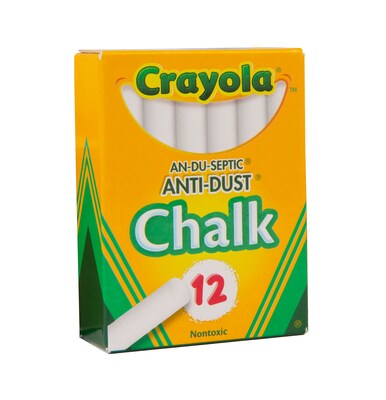 Crayola Anti-Dust Chalkboard Chalk, White, 12/Box (50-1402)