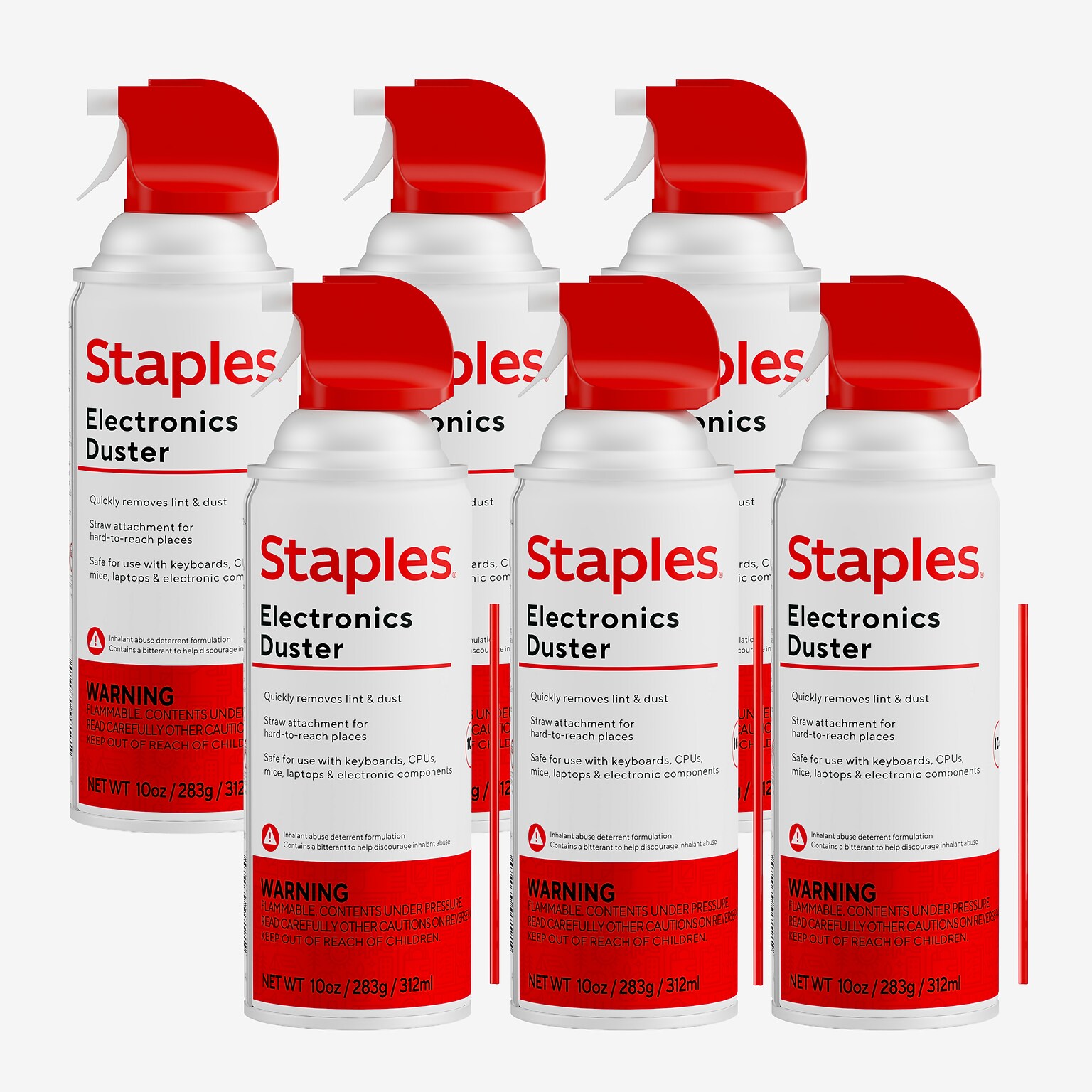 Staples®  Electronics Air Duster, 10 oz., 6/Pack (SPL10ENFR-6)