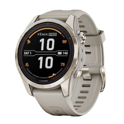 Garmin fenix 7S Pro Sapphire Solar Edition Smartwatch, Soft Gold & Light Sand, 42mm (GRM0277614)