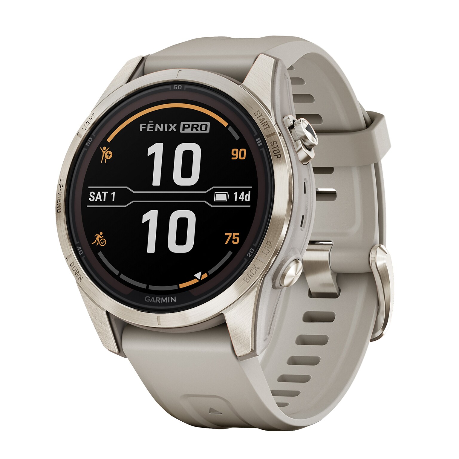 Garmin fenix 7S Pro Sapphire Solar Edition Smartwatch, Soft Gold & Light Sand, 42mm (GRM0277614)