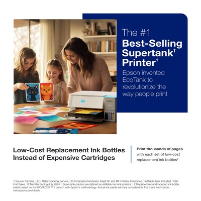 Epson EcoTank ET-2980 Wireless All-in-One Color Supertank Printer, White (C11CL41202)