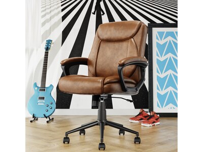 Click365 Transform 1.0 Ergonomic Bonded Leather Swivel Desk Chair, Cognac (CCHR10001A)