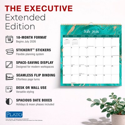 2026-2027 Plato Crackled Blush 12" x 12" Academic Monthly Wall Calendar (9798330708222)