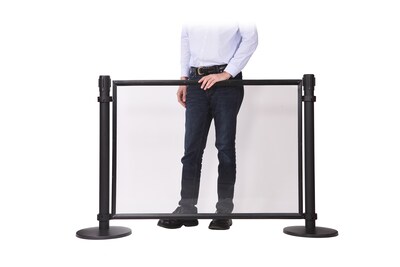 Queue Solutions 34" x 4' Acrylic Stanchion Post Panel Kit, Clear (PNL4834B-CA2-KIT)