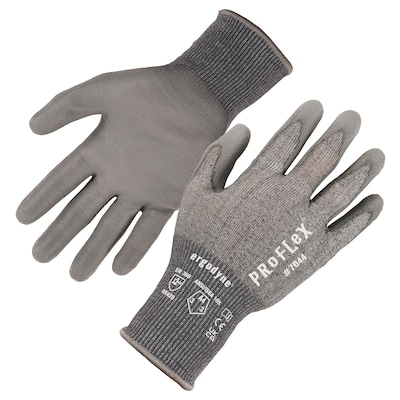 Ergodyne ProFlex 7044 PU Coated Cut-Resistant Gloves, ANSI A4, Gray, Large, 1 Pair (10494)