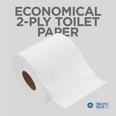 Pacific Blue Basic Toilet Paper, 2-Ply, White, 550 Sheets/Roll, 80 Rolls/Carton (19880/01)