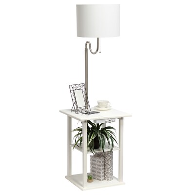 Simple Designs 57" Floor Lamp with Drum Shade, White (LF2016-WHT)