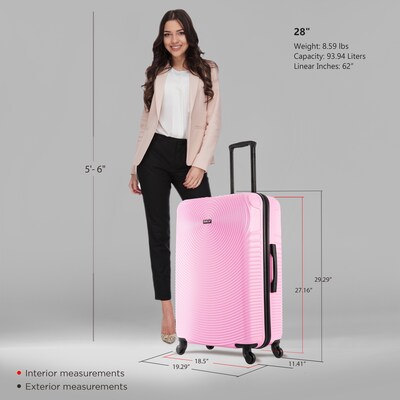DUKAP Inception 29.29" Hardside Suitcase, 4-Wheeled Spinner, TSA Checkpoint Friendly, Pink (DKINC00L-PNK)