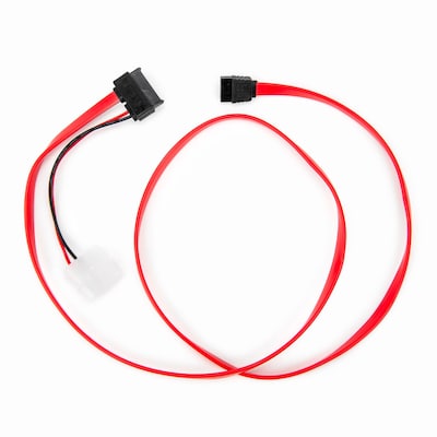 Rocstor Premium 1.6 Slimline SATA to SATA/LP4 Power Cable, Male to Male, Red (Y10C868-RD)