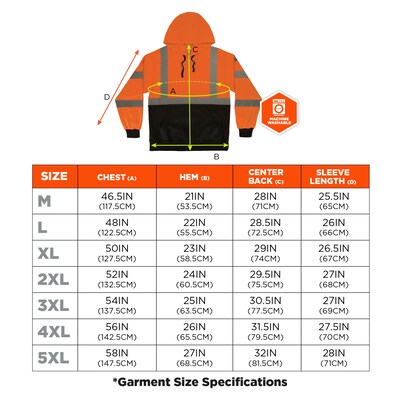 Ergodyne GloWear 8311BK High Visibility Long Sleeve Black Bottom Hooded Sweatshirt, ANSI Type R Class 3, Orange, 3XL (22887)