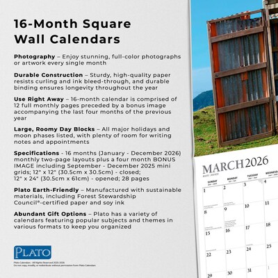 2026 Plato Outhouses 12" x 12" Monthly Wall Calendar (9798330706648)