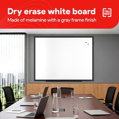 TRU RED™ Melamine Dry Erase Board, Gray Frame, 5' x 3' (TR59353)