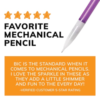 BIC Xtra Sparkle Mechanical Pencils, 0.7mm, #2 Hard Lead, 24/Pack (MPLP241-BLK)