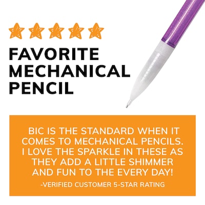 BIC Xtra Sparkle Mechanical Pencil, 0.7mm, #2 Hard Lead, 24/Pack (MPLP241-BLK)