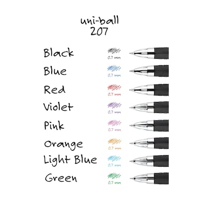 Uni-ball Signo 207 33951 Blue Gel Ink 0.7mm Medium Pt. Rollerball Pen, Box  of 12