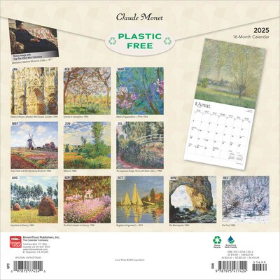 2025 BrownTrout Claude Monet 12 x 12 Monthly Square Wall Calendar (9781975477424)