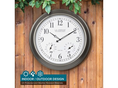La Crosse Technology Atomic Analog Clock with Temperature and Humidity, 18"Dia. (404-00237)