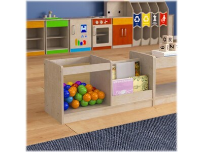 Flash Furniture Bright Beginnings Book Display with Transparent Storage Bin, 16"H x 31.5"W x 13"D, Brown (MK-KE20789-GG)