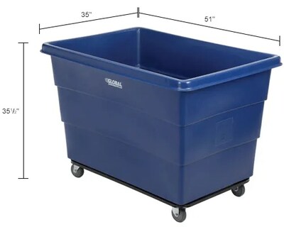Global Industrial Plastic Bulk Box Truck, 20 Bushel, Steel Chassis Base, Blue (800316)