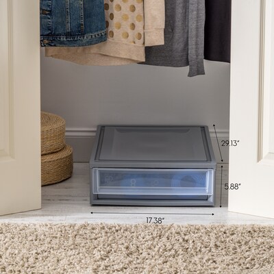 Iris 27.5 Quart Underbed Storage Container, Plastic, Gray (500230)