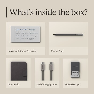 reMarkable Paper Pro Move 7.3" Paper Tablet with Marker Plus & Mosaic Weave Book Folio, Basalt  (RM91A-1001NW)