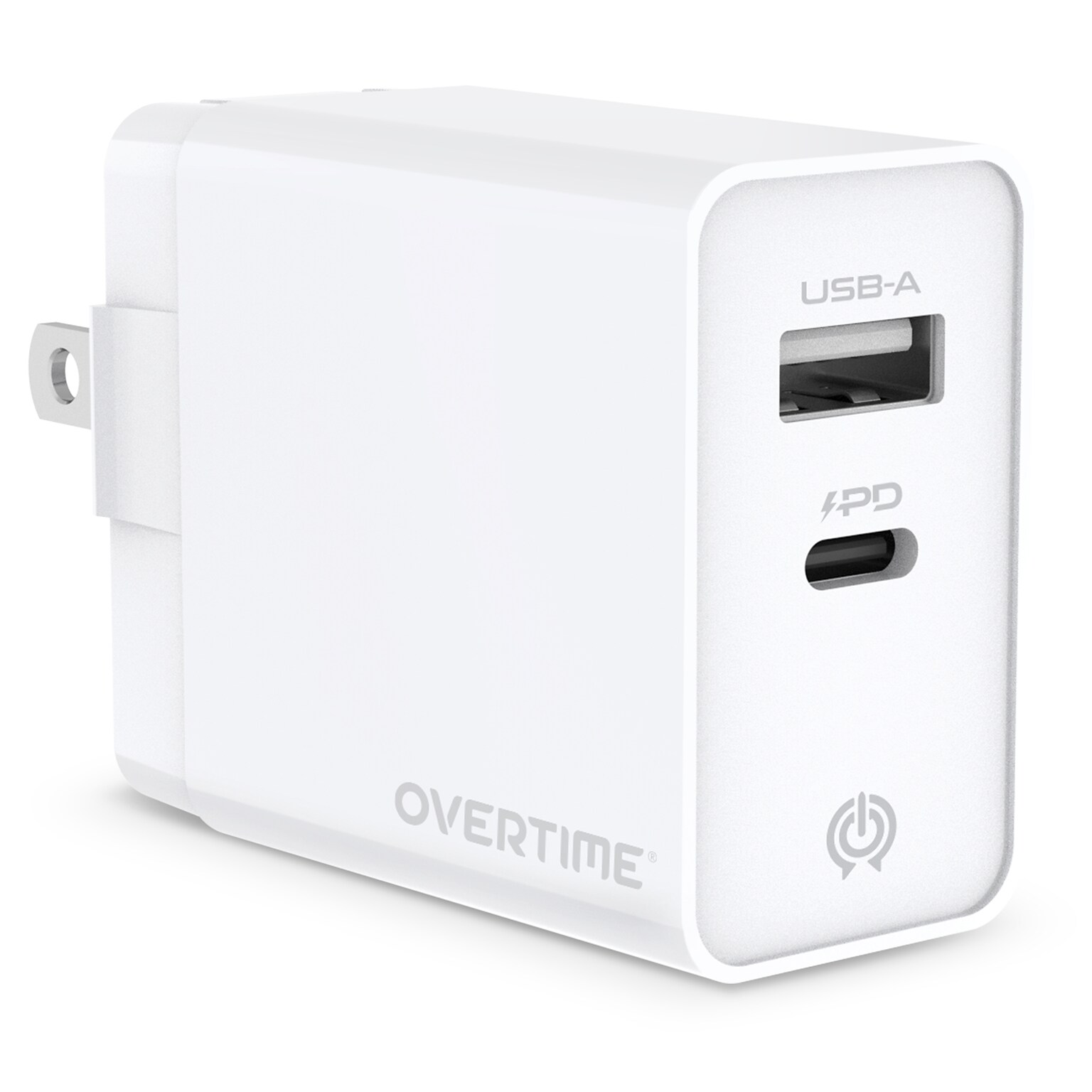 Delton Overtime USB-A/USB-C Wall Charger, 20W, White (DH2USB2A)