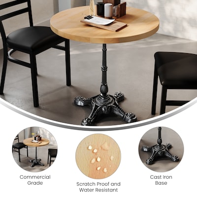 Flash Furniture Bennett 30" Round Wooden Commercial Indoor Table, Natural Top/Black Base (GSFRD30NTST2222)