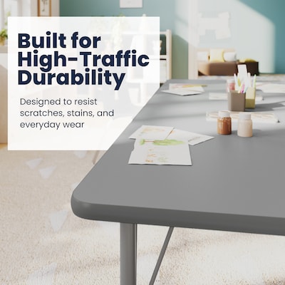 Flash Furniture Wren Rectangular Activity Table, 72" x 30", Height Adjustable, Gray Top/Silver Frame (XUA3072RECGTP)