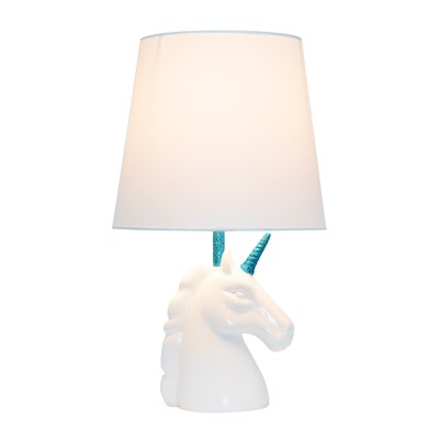 Creekwood Home Whimsilux 15.5 LED Table Lamp, White/Blue Glitter (CWT-2023-BL-LB)