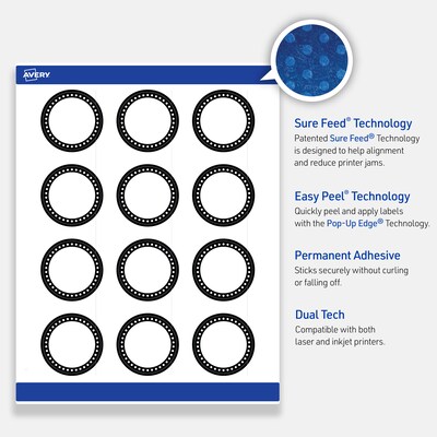 Avery Laser/Inkjet Circle Multipurpose Labels, 2" Dia., White, 120/Pack (S00-D26)