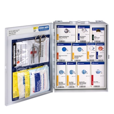 SmartCompliance Food Service Metal First Aid Cabinet without Medication, 25 People, 137 Pieces (1350-FAE-0103)
