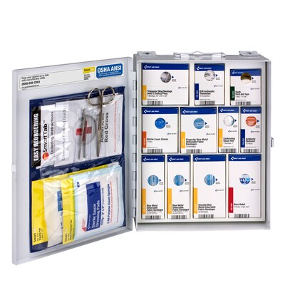 SmartCompliance Food Service Metal First Aid Cabinet without Medication, 25 People, 137 Pieces (1350-FAE-0103)