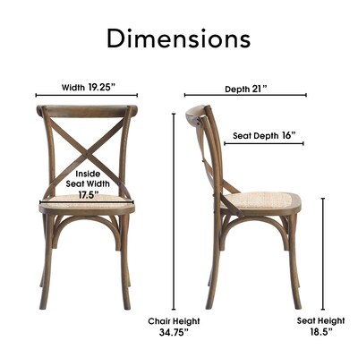Finch Elmhurst Cross Back Dining Chair, Rattan, 2/Set (CHR10071B)