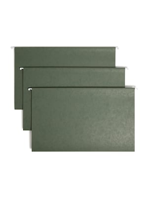 Smead Heavy Duty TUFF Recycled Hanging File Folder, 3-Tab Tab, Legal Size, Standard Green, 20/Box (6