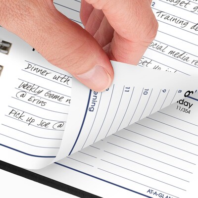 2026 AT-A-GLANCE DayMinder 3.5" x 6" Weekly Appointment Book Planner, Faux Leather Cover, Black (G250-00-26)
