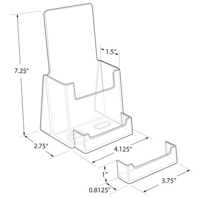 Azar Displays Trifold Brochure Holder, Desktop/Countertop, Top Loading, Clear Acrylic, 2/Pack (252922-2PK)