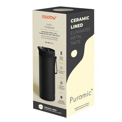 ASOBU Aspen Stainless Steel Double Wall Insulated Water Bottle, 20 oz., Black, (ADNABF27BK)